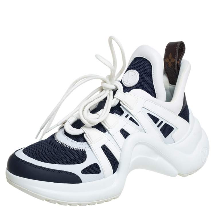 Louis Vuitton Navy Blue/White Mesh And Leather Archlight Low Top Sneakers  Size 38 Louis Vuitton