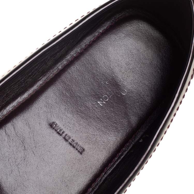 Pre Owned Louis Vuitton Burgundy Patent Leather Dauphine Loafers Size 40.5