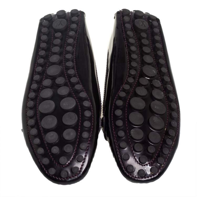 Pre Owned Louis Vuitton Burgundy Patent Leather Dauphine Loafers Size 40.5