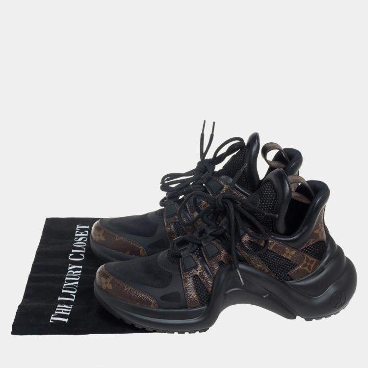 Pre Owned Louis Vuitton Black Neoprene and Monogram Canvas Archlight Sneakers Size 39