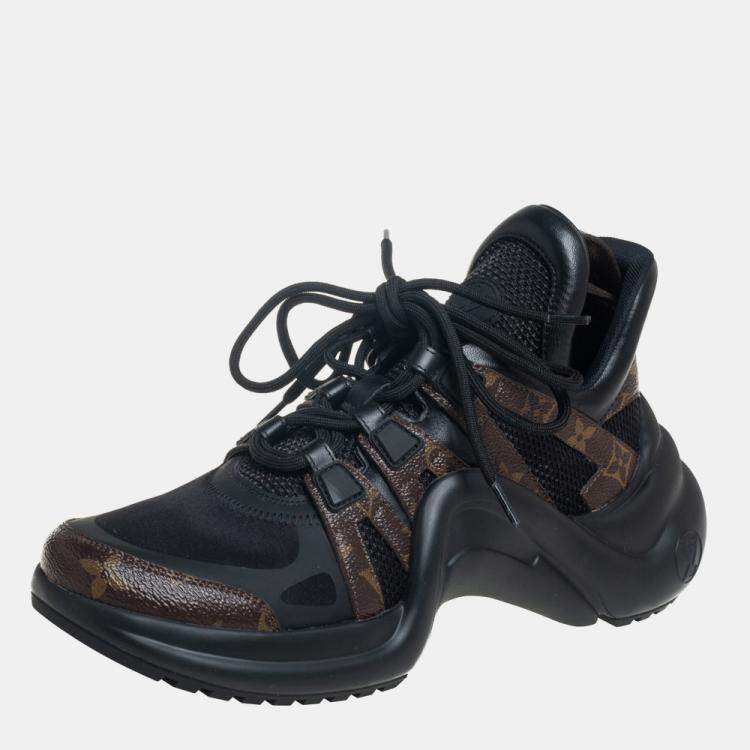 Pre Owned Louis Vuitton Black Neoprene and Monogram Canvas Archlight Sneakers Size 39
