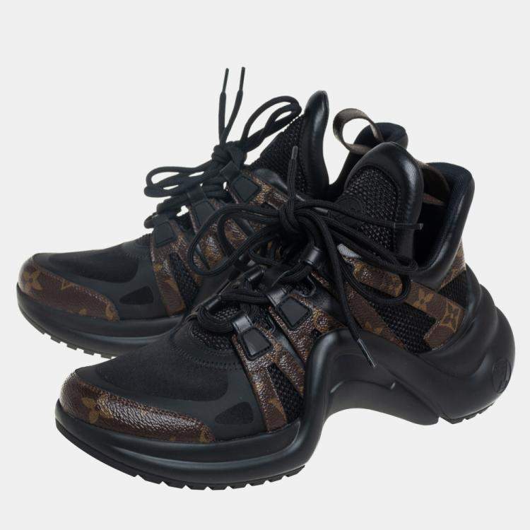 Pre Owned Louis Vuitton Black Neoprene and Monogram Canvas Archlight Sneakers Size 39