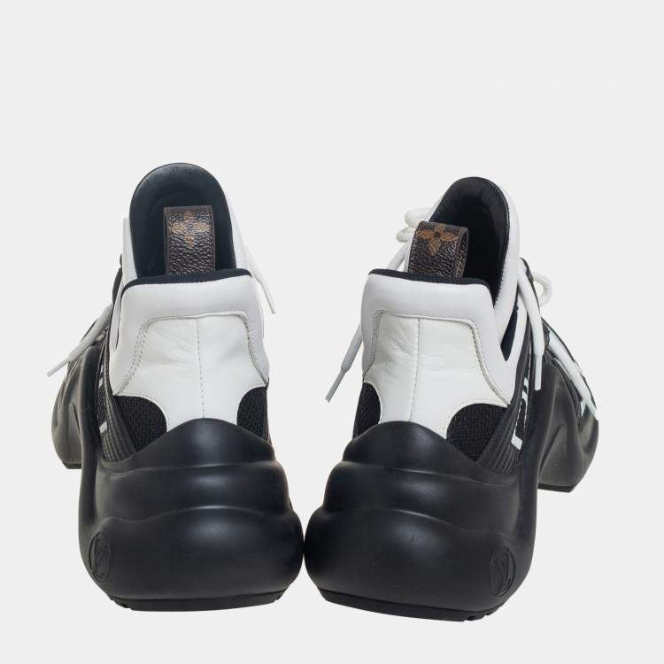 Pre Owned Louis Vuitton Black/White Neoprene and Leather Archlight Sneakers Size 39