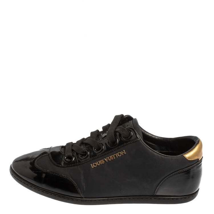 Louis Vuitton Black/Gold Nylon and Leather Low Top Sneakers Size 36.5