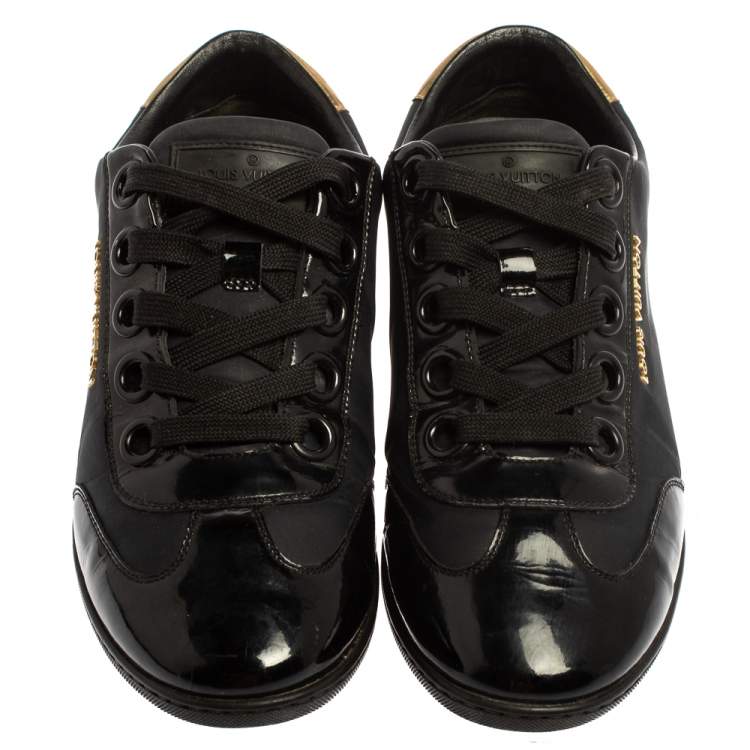 Pre Owned Louis Vuitton Black/Gold  Nylon And Leather Low Top Sneakers Size 36.5