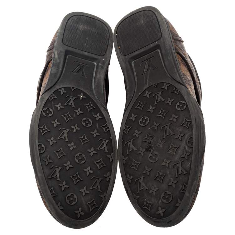 Pre Owned Louis Vuitton Damier Ebene Coated Canvas and Leather Low Top Sneakers Size 37.5