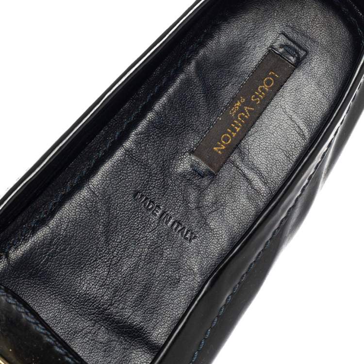 Pre Owned Louis Vuitton Dark Green Patent Leather Oxford Loafers Size 37