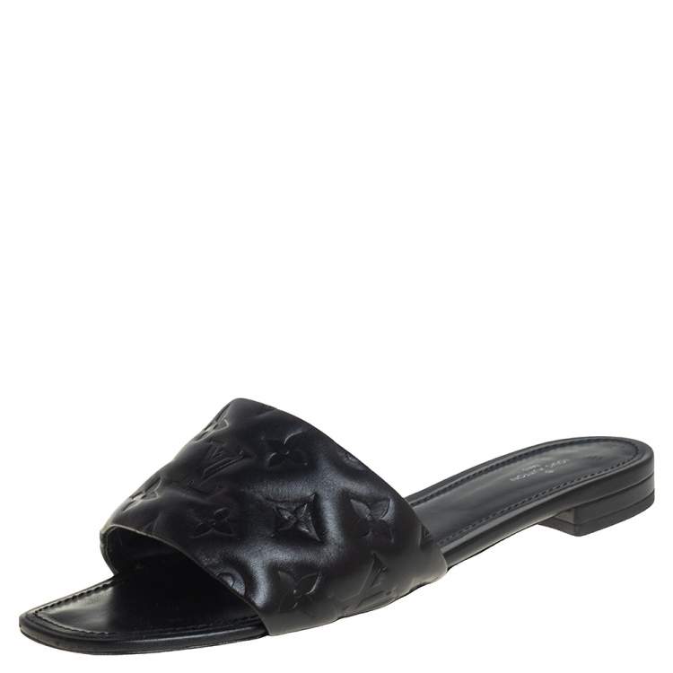 Louis Vuitton, Shoes, Louis Vuitton 375 Revival Flat Slides Sandals Mules  Logo Monogram Black