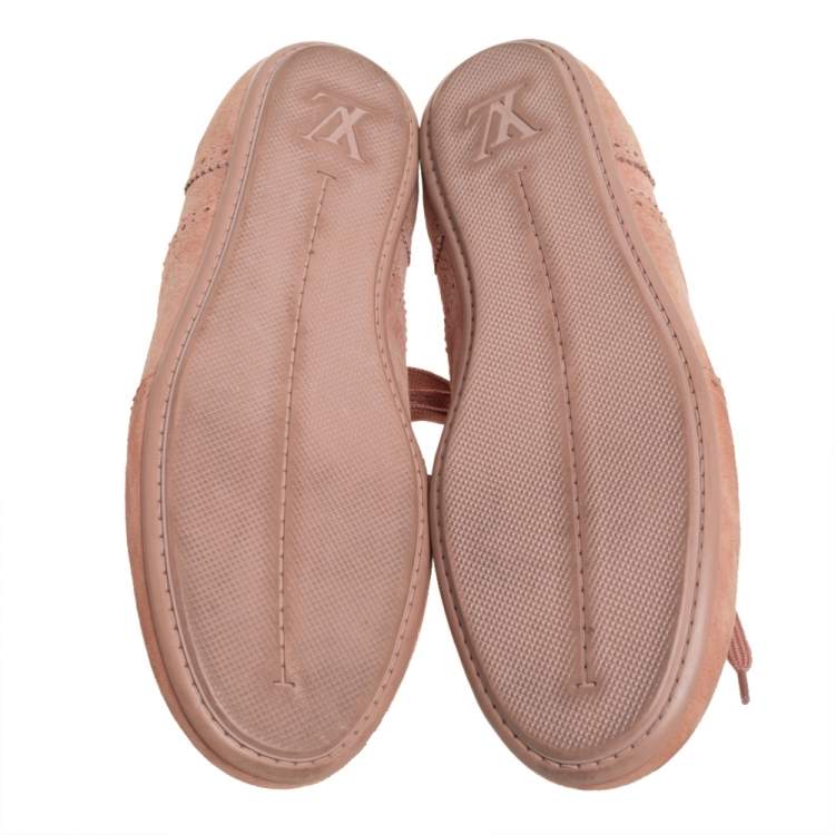 Pre Owned Louis Vuitton Beige Brogue Nubuck Leather Low Top Sneakers Size 38