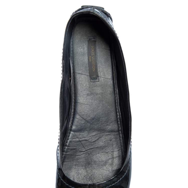 Pre Owned Louis Vuitton Black Patent Leather Oxford Slip On Loafers Size 40