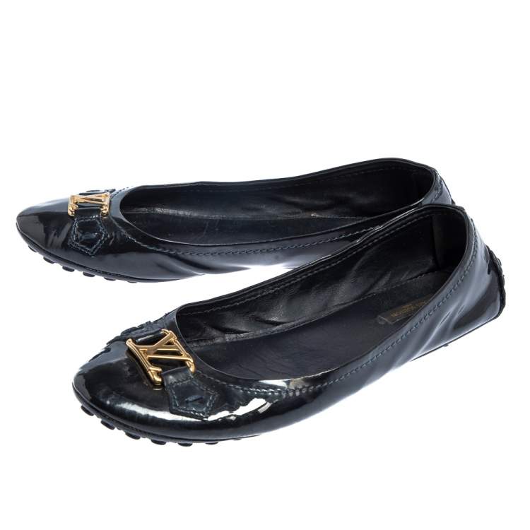 Pre Owned Louis Vuitton Black Patent Leather Oxford Slip On Loafers Size 40