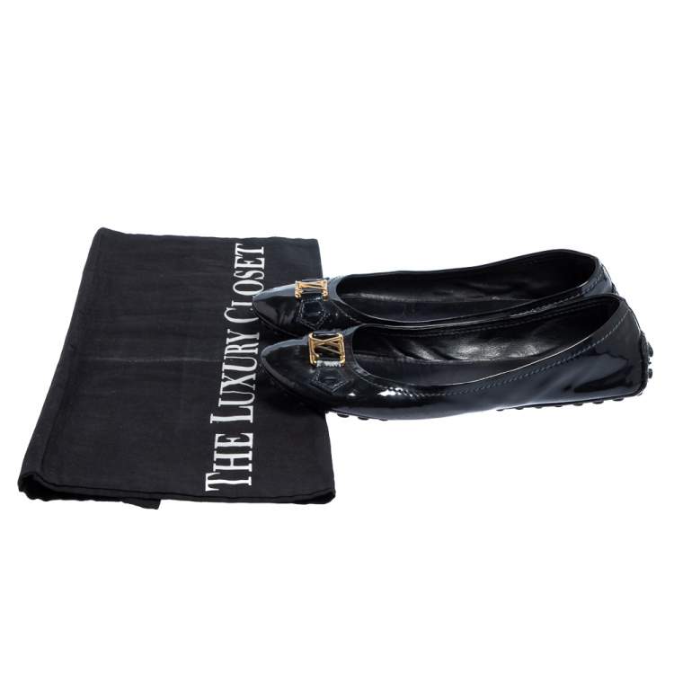 Pre Owned Louis Vuitton Black Patent Leather Oxford Slip On Loafers Size 40