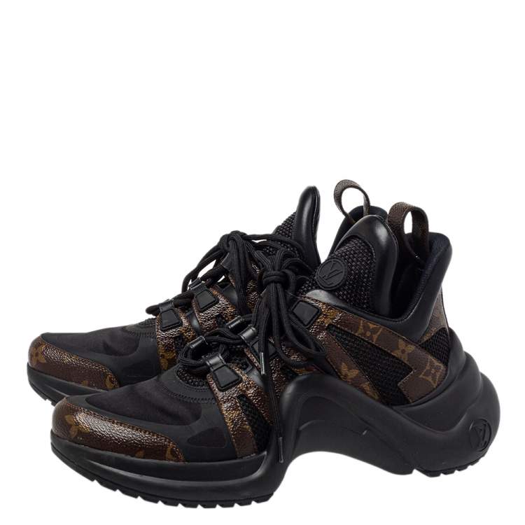 Pre Owned Louis Vuitton Black/Brown Monogram Canvas And Nylon Archlight Sneakers Size 40