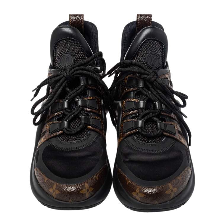 Pre Owned Louis Vuitton Black/Brown Monogram Canvas And Nylon Archlight Sneakers Size 40