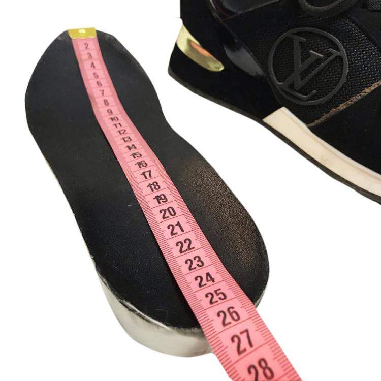 Pre Owned Louis Vuitton Black Suede/Monogram Canvas Run Away Sneakers Size EU 39