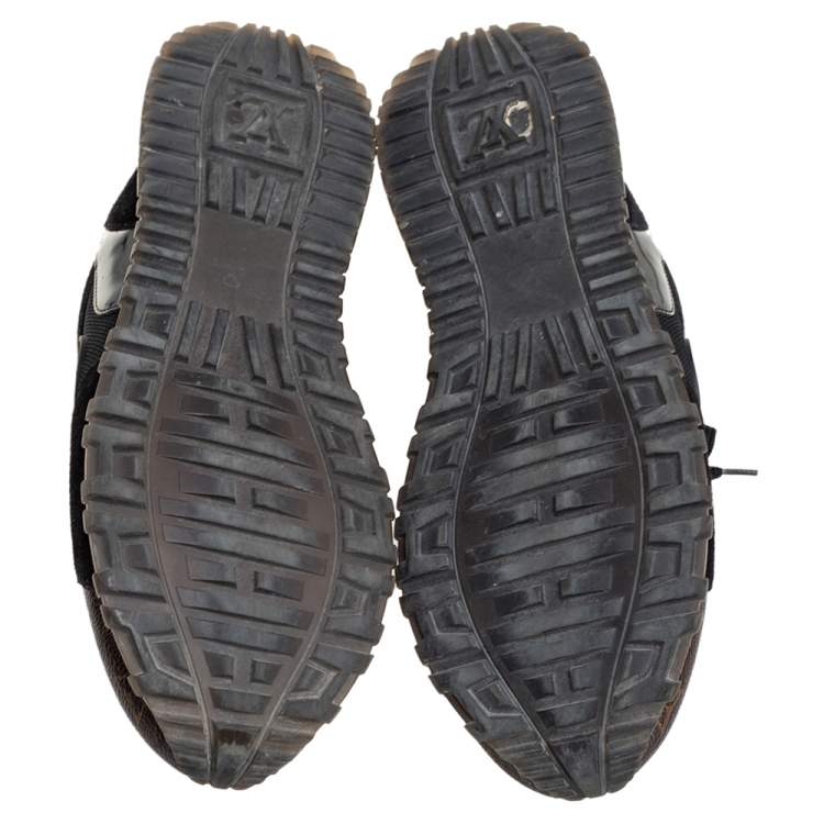 Pre Owned Louis Vuitton Black/Brown Leather And Monogram Canvas Run Away Sneakers Size 40