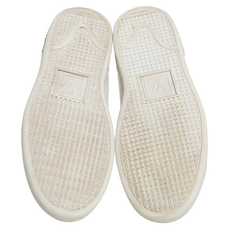 Pre Owned Louis Vuitton White Croc Embossed Leather Frontrow Low Top Sneakers Size 36
