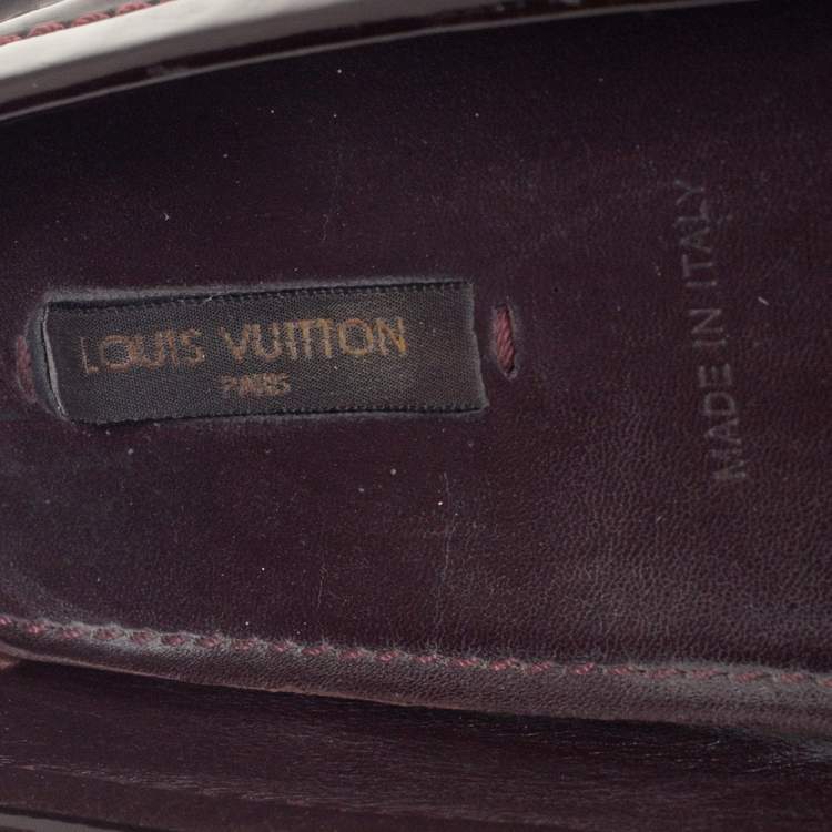 Pre Owned Louis Vuitton Burgundy Patent Leather Oxford Loafer Size 36