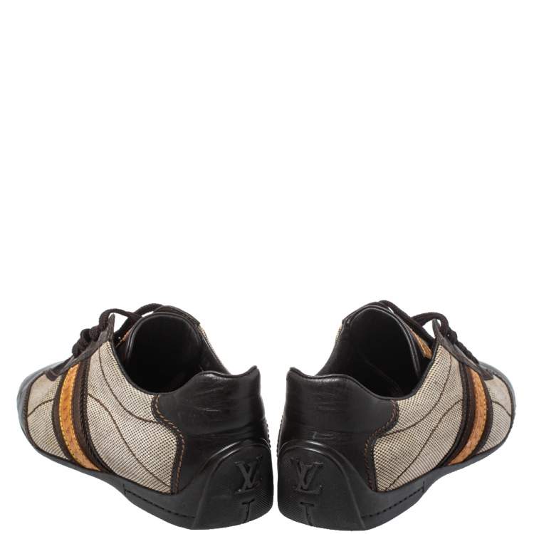 مملوكة مسبقًا Louis Vuitton Brown Leather And Mesh Low Top Sneakers Size 38