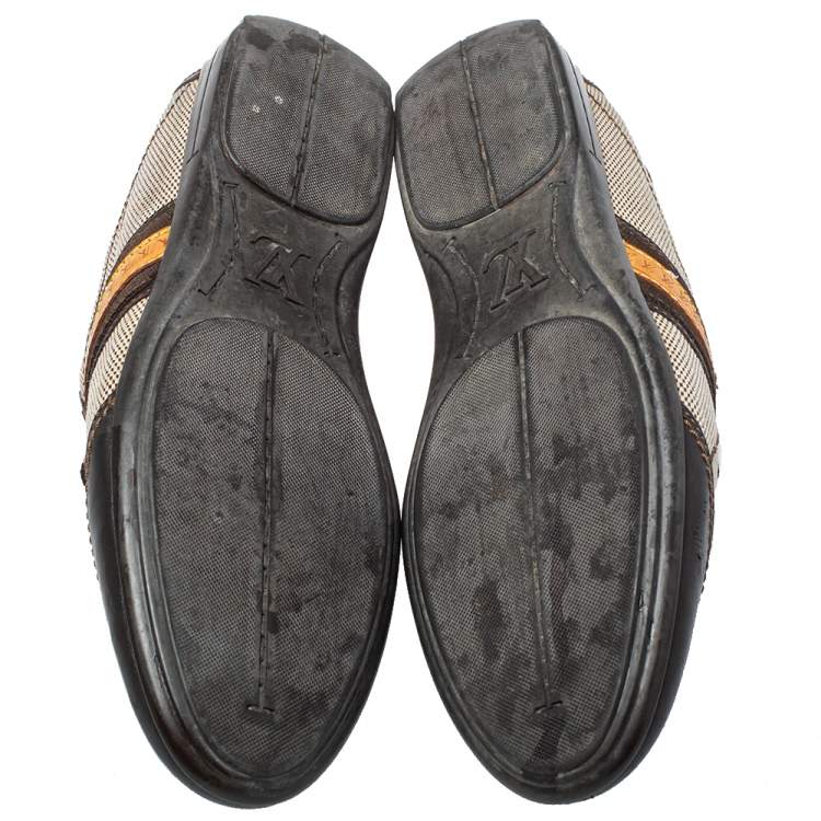 مملوكة مسبقًا Louis Vuitton Brown Leather And Mesh Low Top Sneakers Size 38