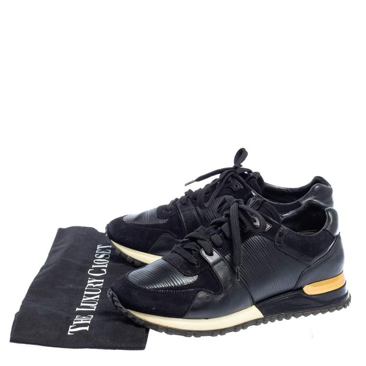 Pre Owned Louis Vuitton Black Leather And Suede Run Away Sneakers Size 36