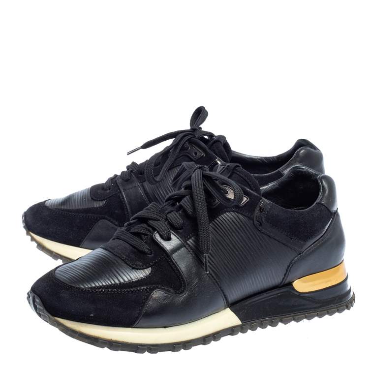 Pre Owned Louis Vuitton Black Leather And Suede Run Away Sneakers Size 36