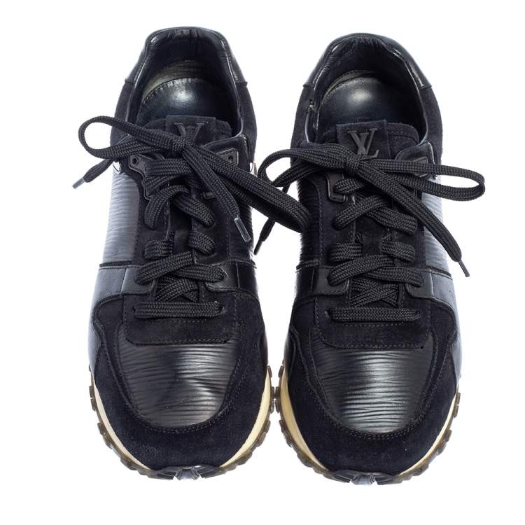 Pre Owned Louis Vuitton Black Leather And Suede Run Away Sneakers Size 36
