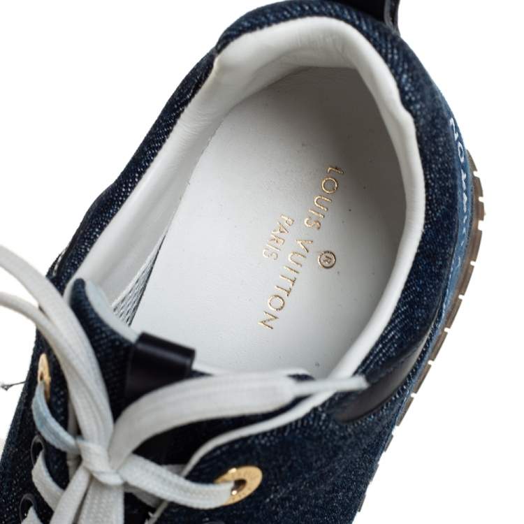 Pre Owned Louis Vuitton Blue Monogram Denim Run Away Low Top Sneakers Size 36