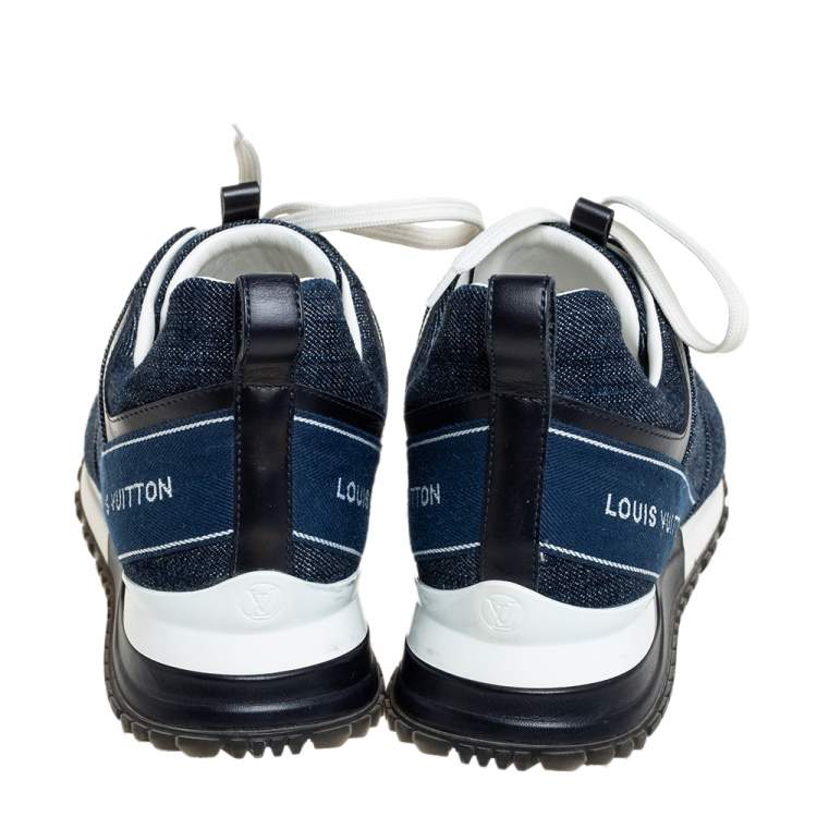 Pre Owned Louis Vuitton Blue Monogram Denim Run Away Low Top Sneakers Size 36