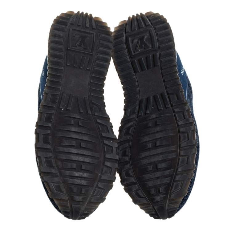 Pre Owned Louis Vuitton Blue Monogram Denim Run Away Low Top Sneakers Size 36