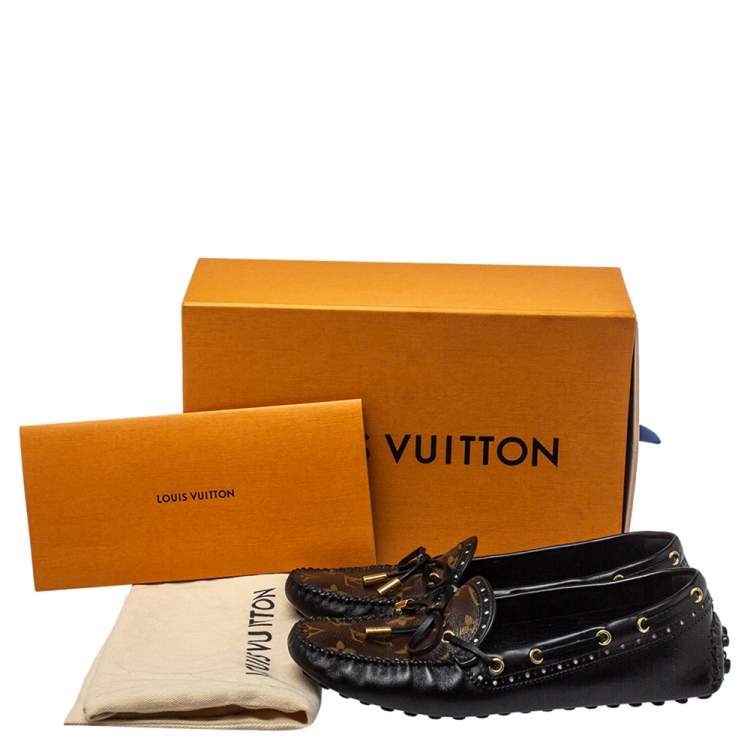 Pre Owned Louis Vuitton Brown Monogram Coated Canvas And Leather Gloria Loafers Size 37.5