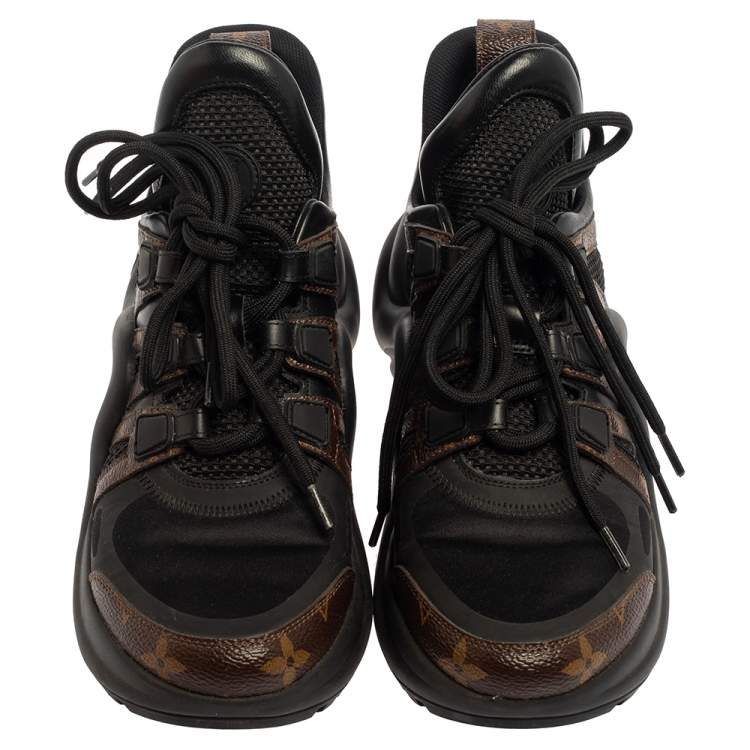 Pre Owned Louis Vuitton Black Monogram Canvas And Mesh LV Archlight Sneakers Size 35.5