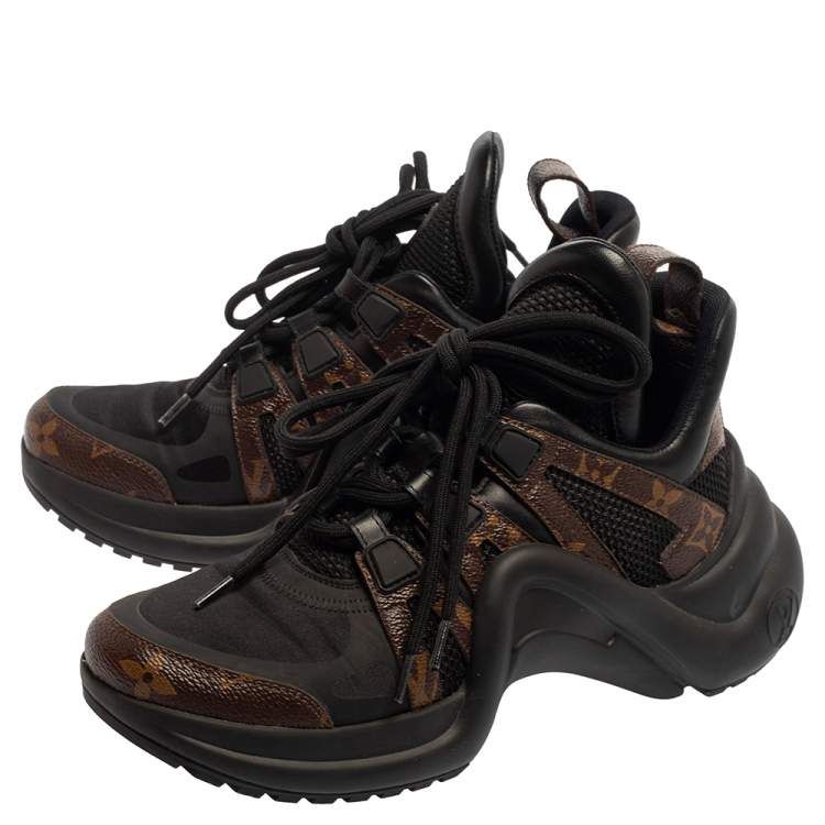 Pre Owned Louis Vuitton Black Monogram Canvas And Mesh LV Archlight Sneakers Size 35.5