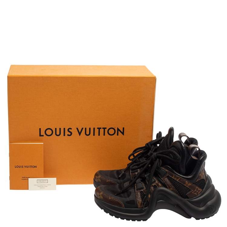 Pre Owned Louis Vuitton Black Monogram Canvas And Mesh LV Archlight Sneakers Size 35.5