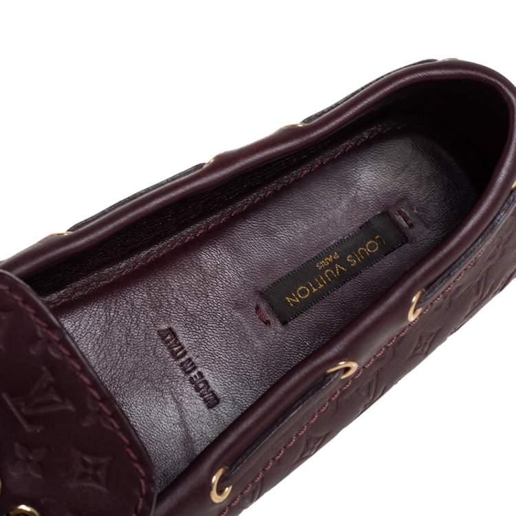 مملوكة مسبقًا Louis Vuitton Burgundy Leather Gloria  Loafers Size 36.5