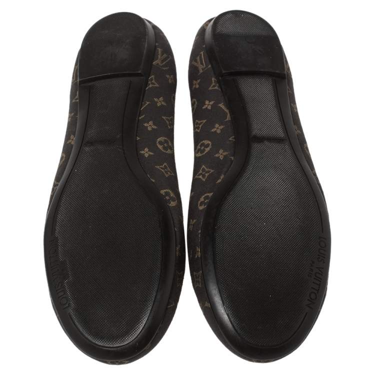 Pre Owned Louis Vuitton Brown Monogram Mini Lin Canvas Debbie Ballet Flats Size 36.5