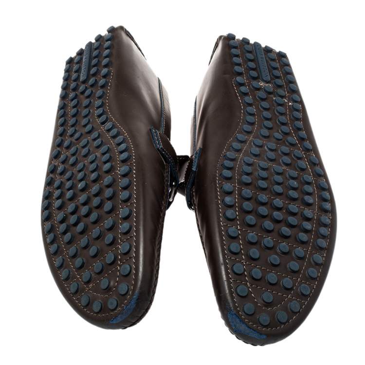 Pre Owned Louis Vuitton Brown Leather Hockenheim Slip on Loafers Size 46