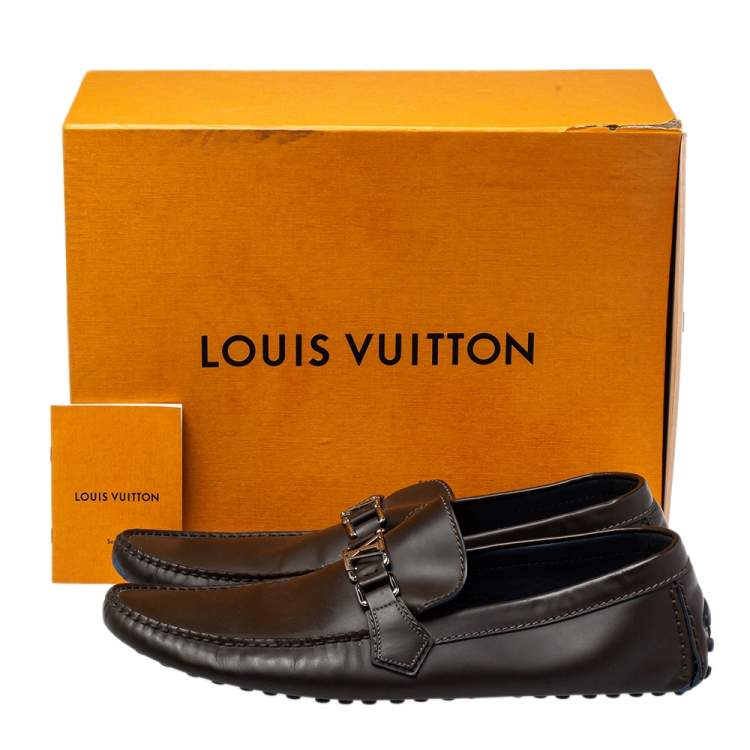Pre Owned Louis Vuitton Brown Leather Hockenheim Slip on Loafers Size 46