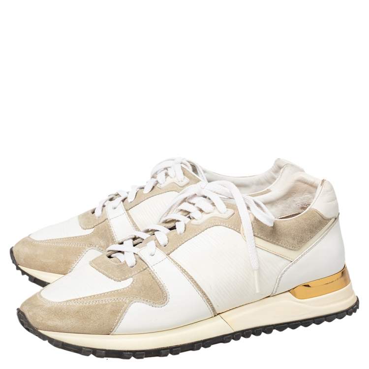 Pre Owned Louis Vuitton White/Grey Suede And Leather Run Away Low Top Sneakers Size 37
