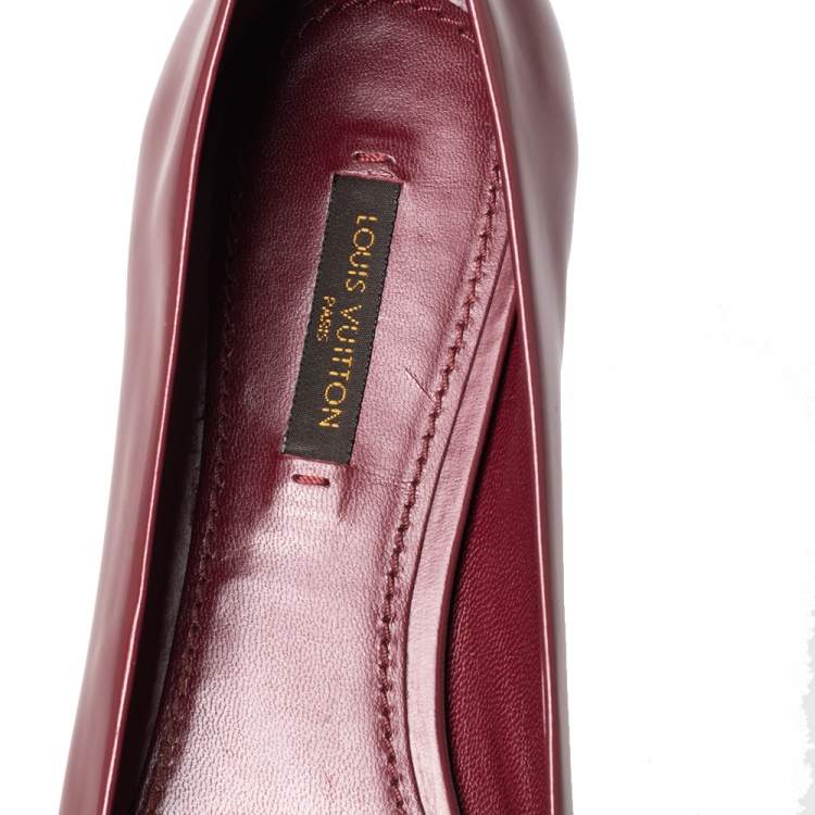 Pre Owned Louis Vuitton Burgundy Leather Embellished Ballet Flats Size 39