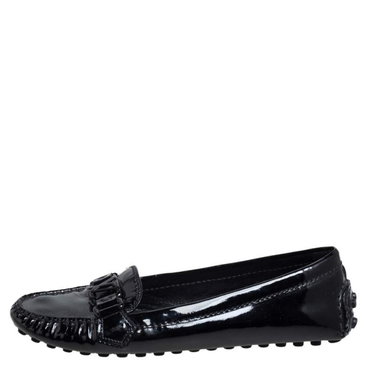 Pre Owned Louis Vuitton Black Patent Leather Loafers Size 37