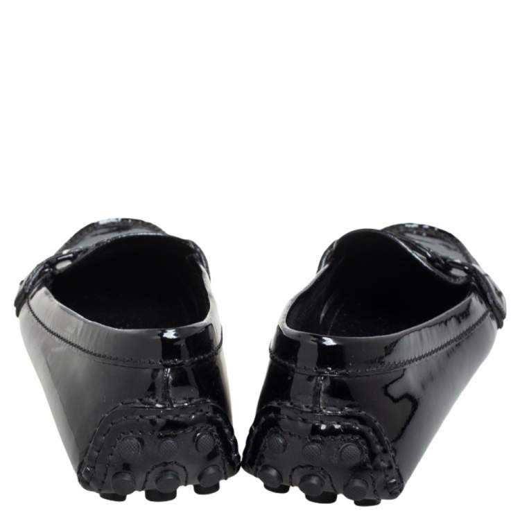 Pre Owned Louis Vuitton Black Patent Leather Loafers Size 37