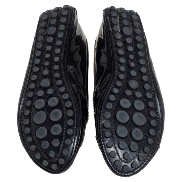 Pre Owned Louis Vuitton Black Patent Leather Slip On Loafers Size 38