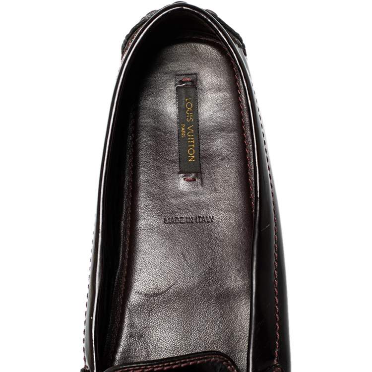 Pre Owned Louis Vuitton Burgundy Patent Leather Oxford Loafers Size 40