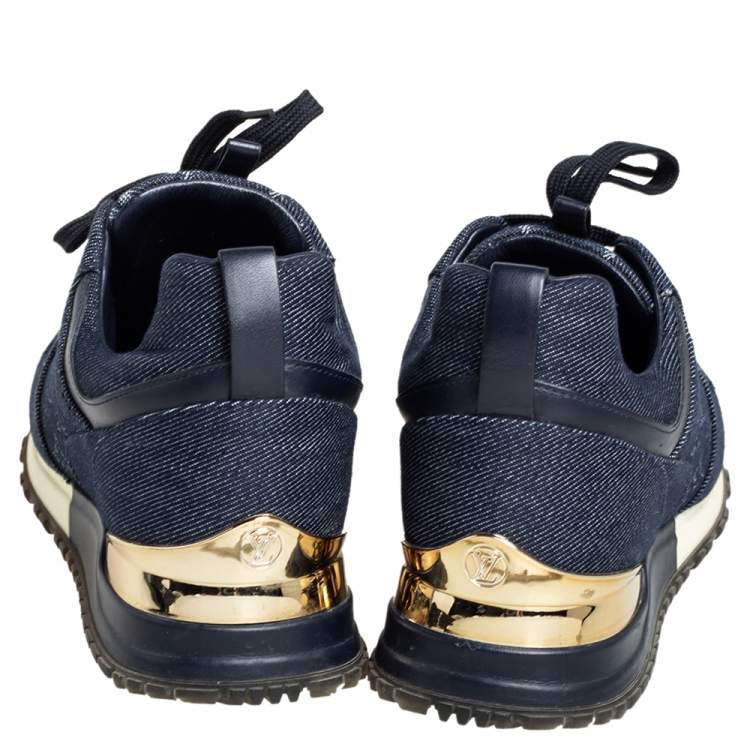 Pre Owned Louis Vuitton Blue Denim, Leather Run Away  Sneakers Size 37