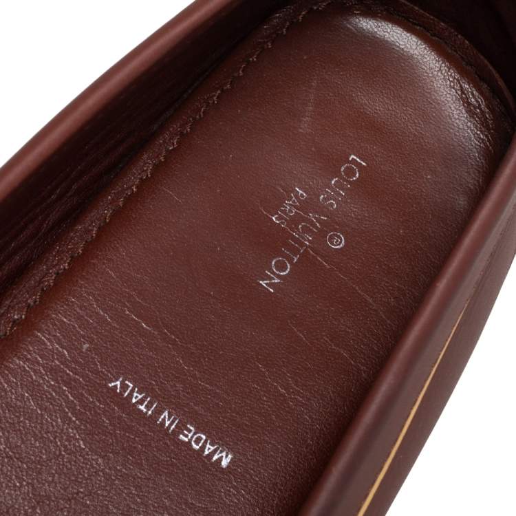 Pre Owned Louis Vuitton Brown Leather Oxford Slip On Loafers Size 40