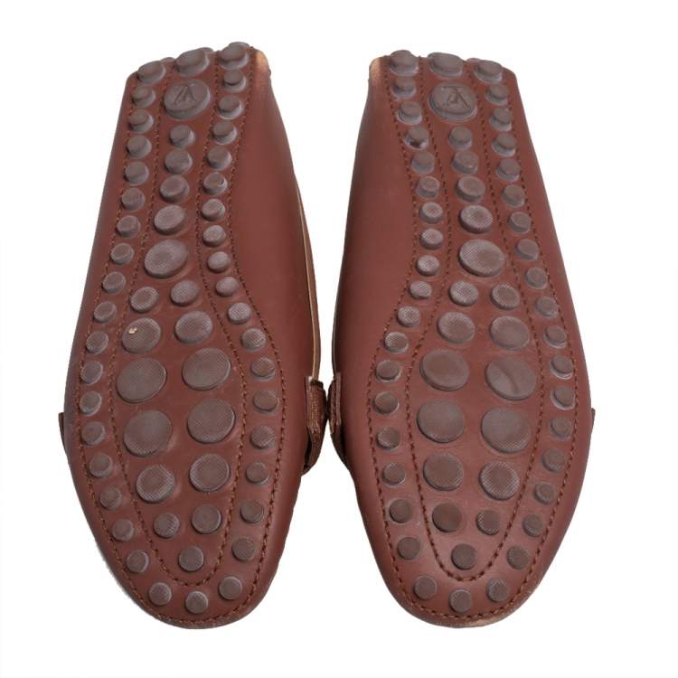 Pre Owned Louis Vuitton Brown Leather Oxford Slip On Loafers Size 40