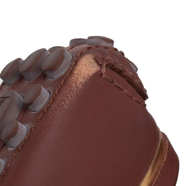 Pre Owned Louis Vuitton Brown Leather Oxford Slip On Loafers Size 40