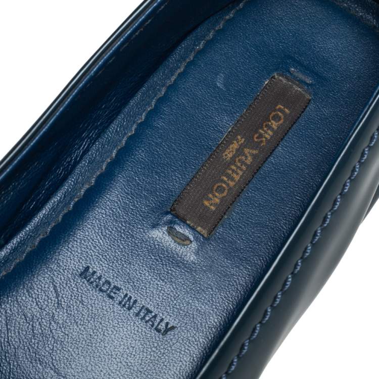 Pre Owned Louis Vuitton Blue Patent Leather Oxford Ballet Flats Size 37