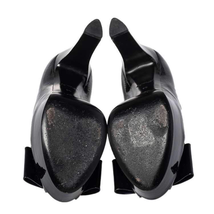 Pre Owned  Louis Vuitton Blue Nuit Monogram Vernis True Peep Toe Platform Pumps Size 39